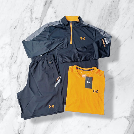 UNDER ARMOUR TECH 3-PIECE SET - BLACK/ORANGE
