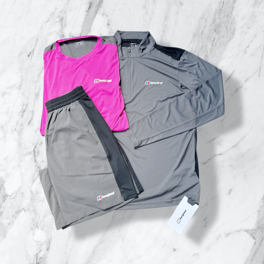 BERGHAUS 1/4 ZIP 3-PIECE SET - GREY/PINK/BLACK
